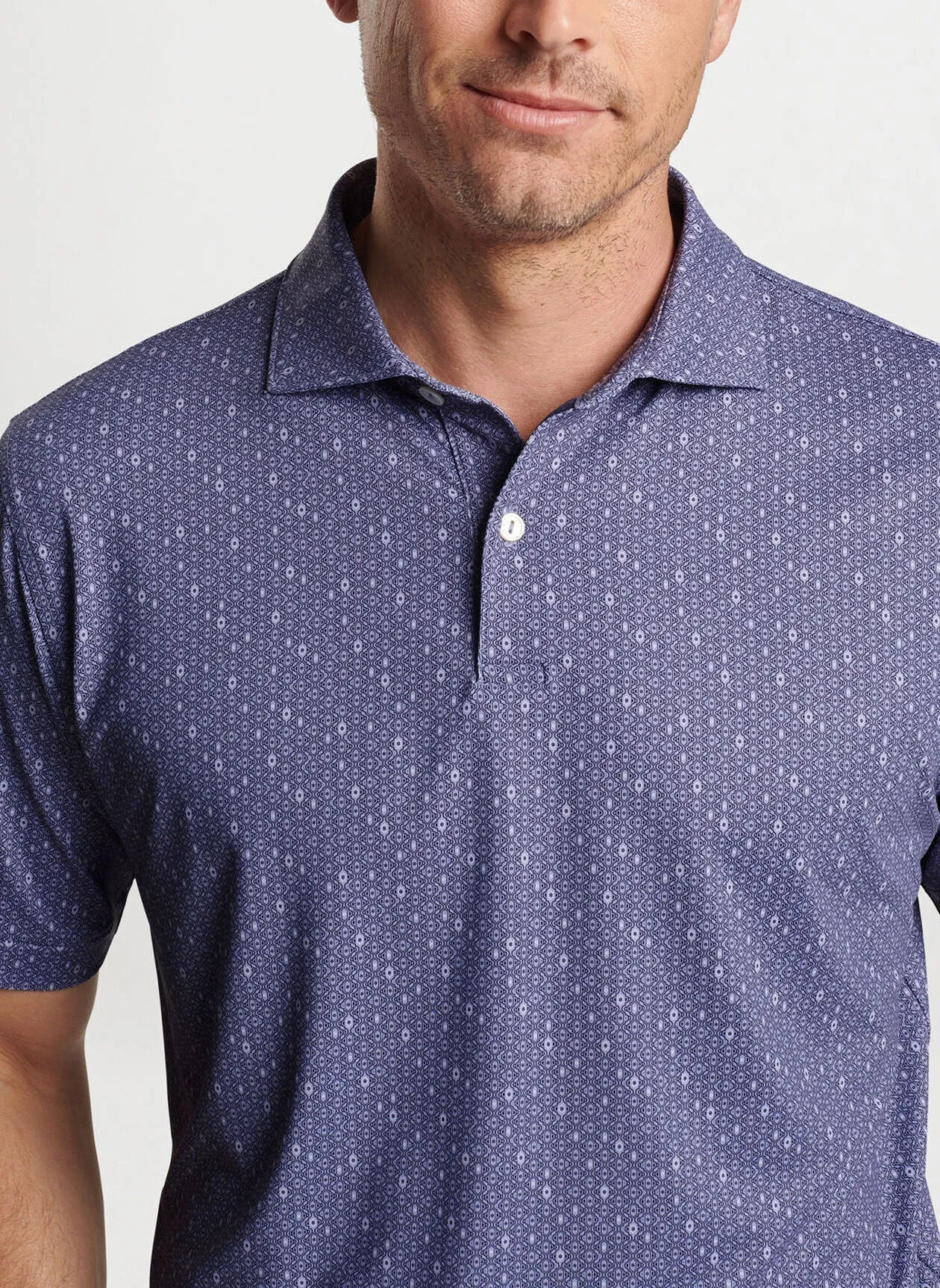 Peter Millar Harmon Geo Performance Jersey Polo - Lavender Fog