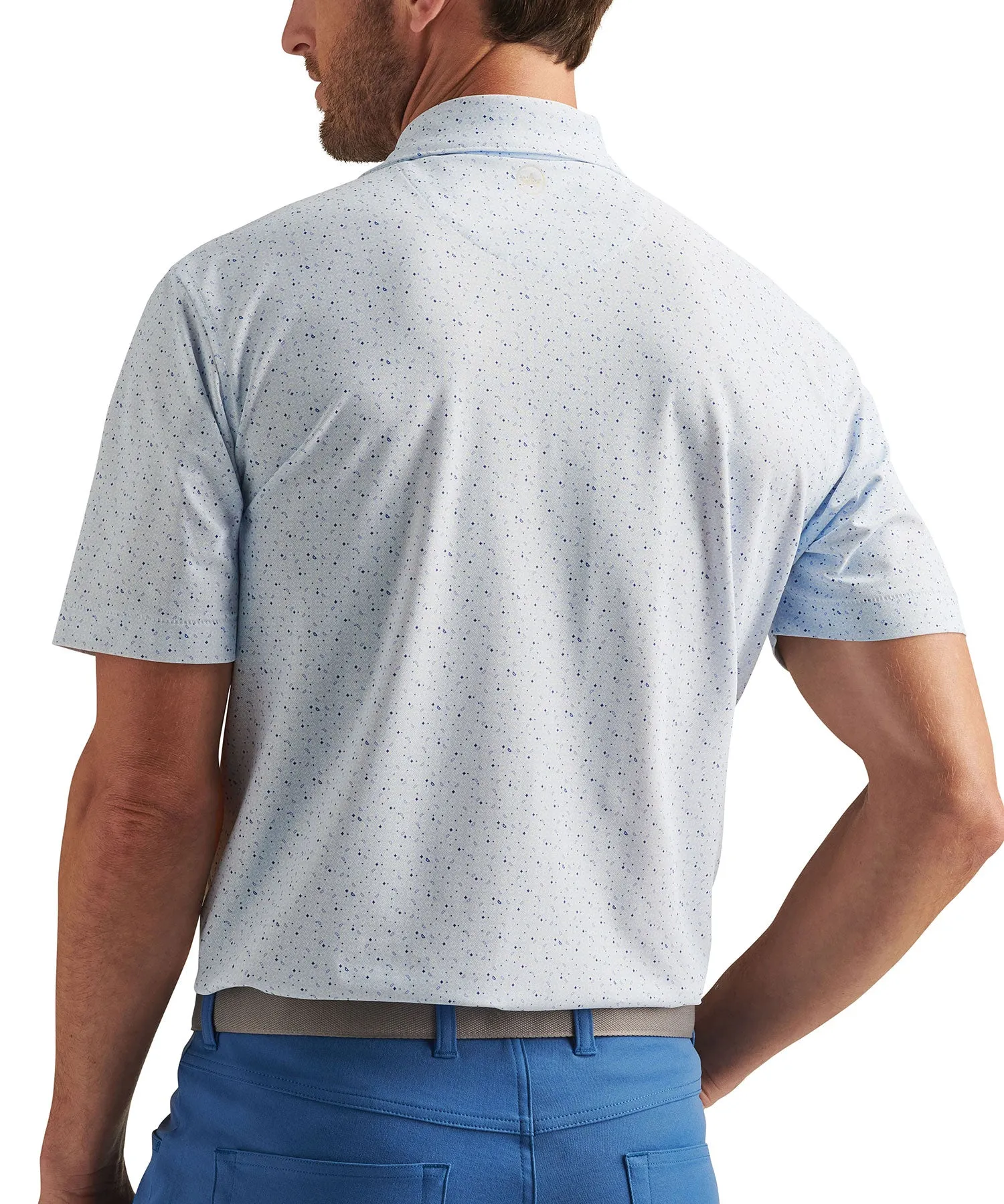 Peter Millar Short Sleeve Casa Nova Print Mesh Polo Knit Shirt