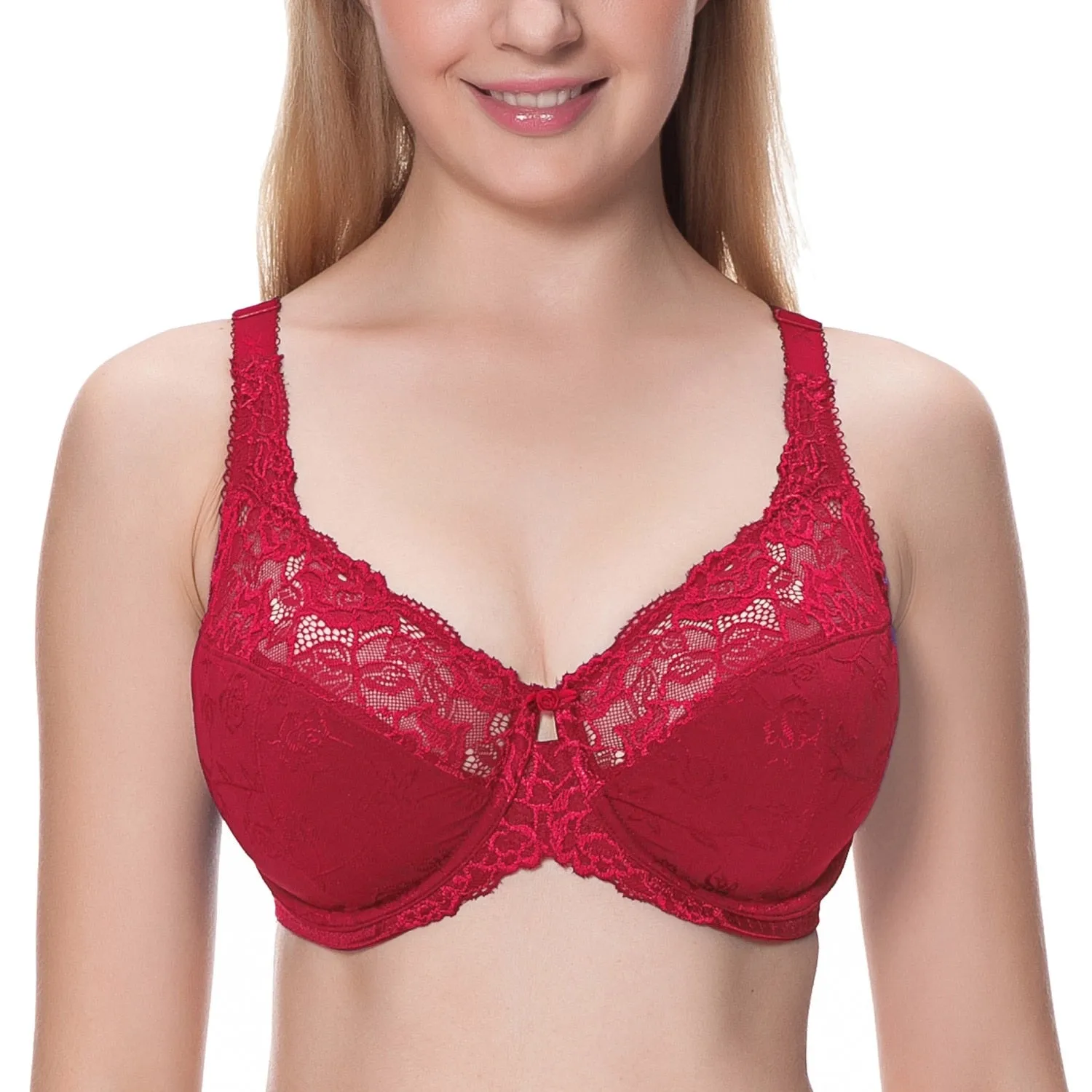 Plus size underwired non-padded lace bras 02 (Size 36/80 - 44/100, C - H)