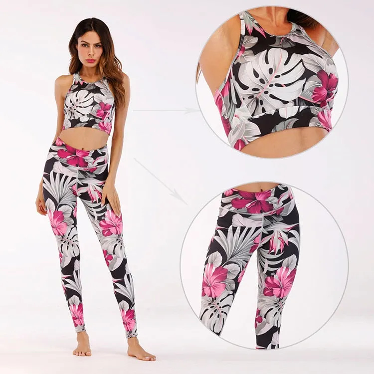 Printed Tropical Fitness Yoga Set