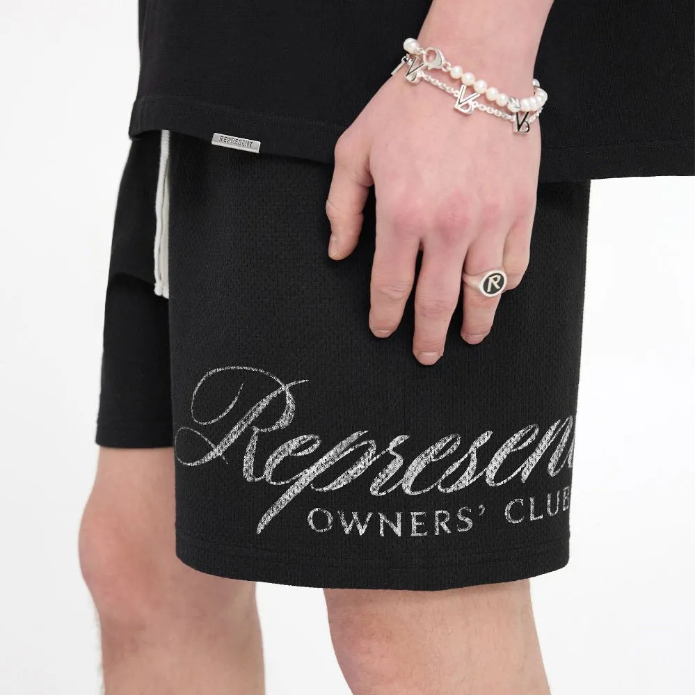 Represent Owners Club Script Mesh Shorts