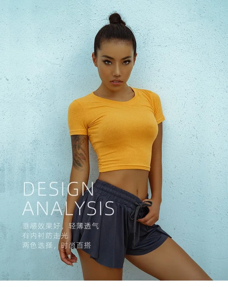 Running Shorts Women 2 In 1 Quick-Dry Shorts Gym Shorts Breathable Yoga Shorts