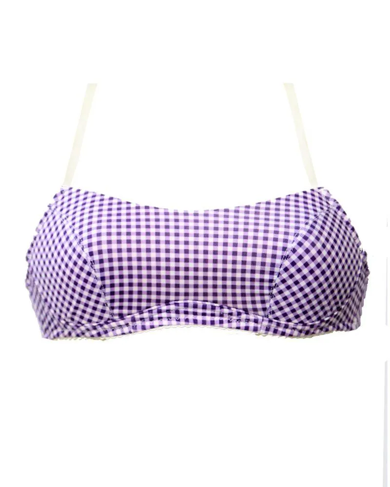 Self Check Bra - Purple & White - Single Padded - Pushup Bra