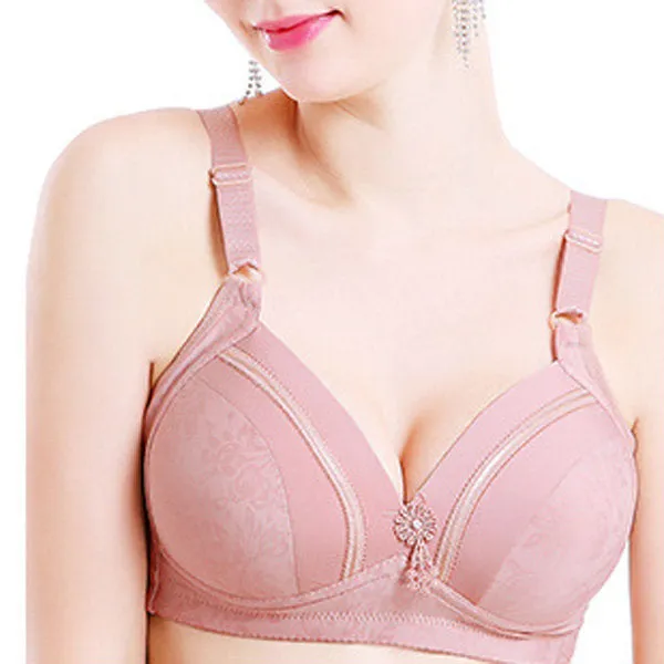 Sexy Wireless Breathable Gather Bras Adjustable Jacquard Thin Bra