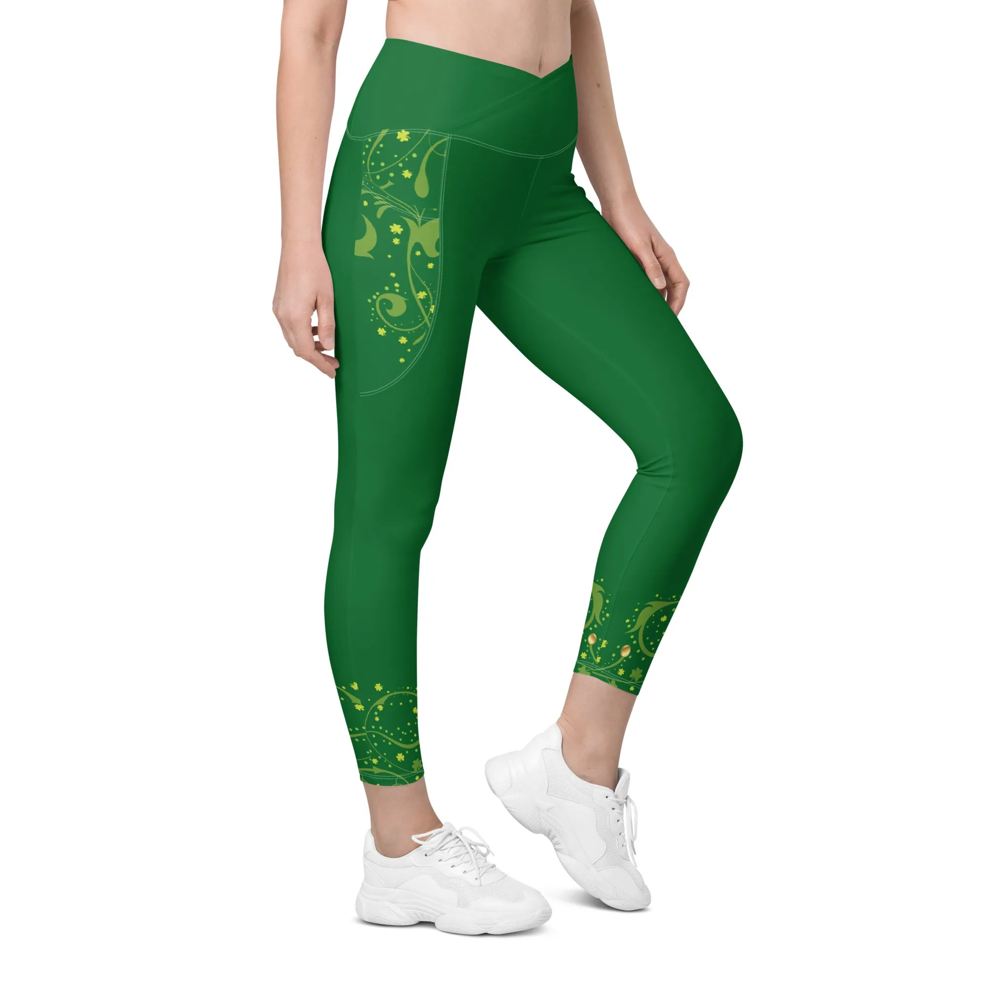 Stylish Athletic Crossover Leggings with Pockets, lioness-love