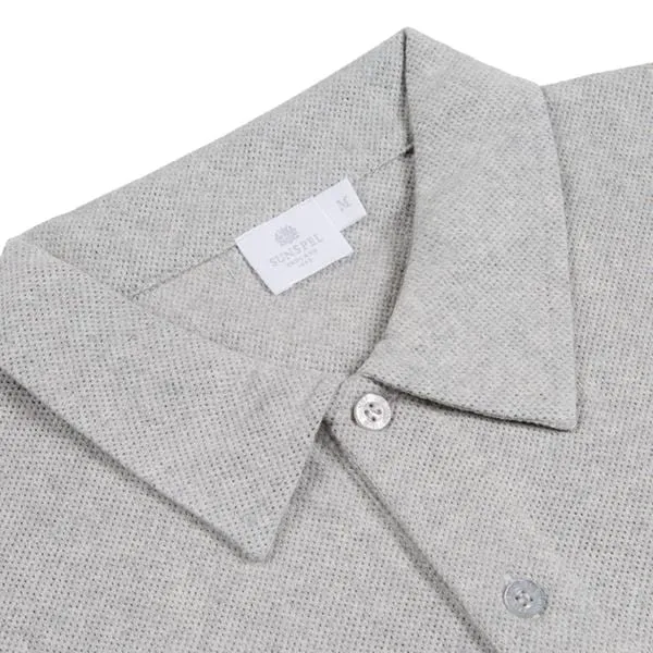 Sunspel Riviera Polo Shirt Grey Melange