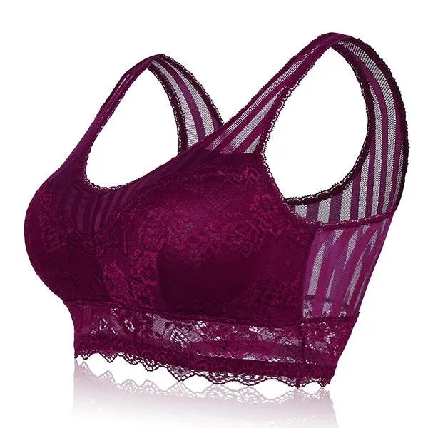 T-shirt Printed Lace-trim Wireless Seamless Breathable Thin Bras