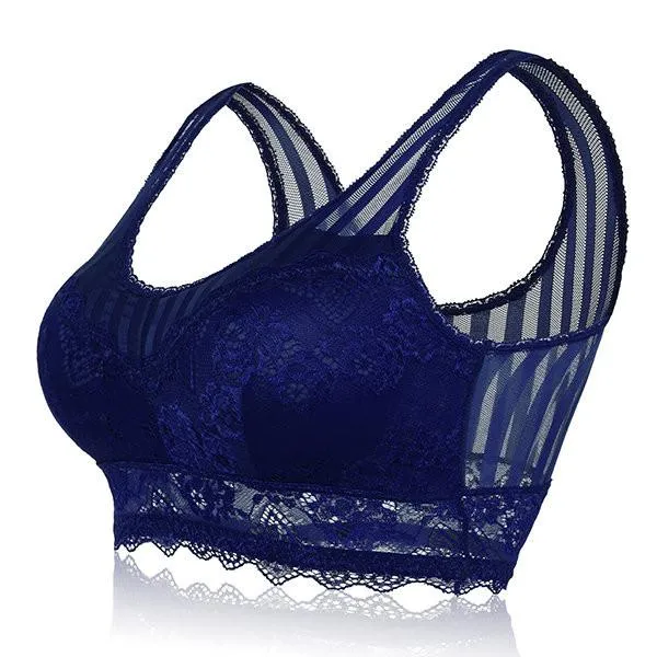 T-shirt Printed Lace-trim Wireless Seamless Breathable Thin Bras