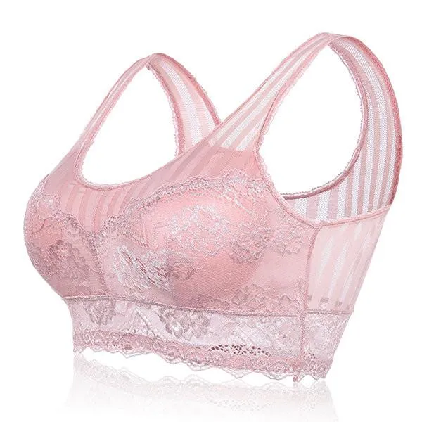 T-shirt Printed Lace-trim Wireless Seamless Breathable Thin Bras