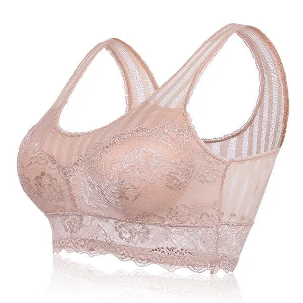 T-shirt Printed Lace-trim Wireless Seamless Breathable Thin Bras