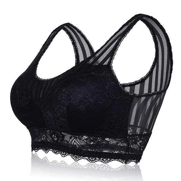 T-shirt Printed Lace-trim Wireless Seamless Breathable Thin Bras