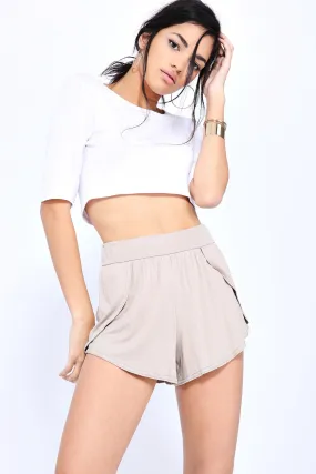 Taupe High Waisted Loose Shorts