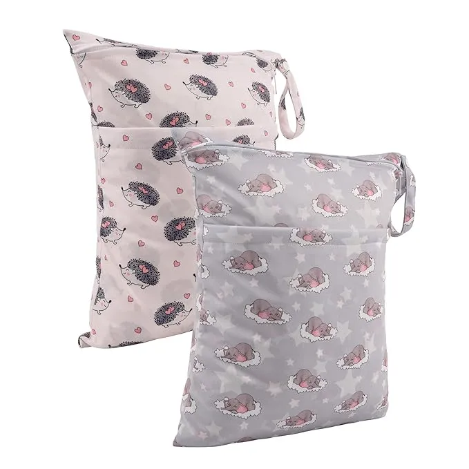 Waterproof Reusable Wet Dry Bags – Dual Zippered Pockets, Travel & Daycare Essentials