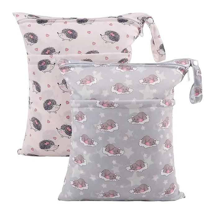 Waterproof Reusable Wet Dry Bags – Dual Zippered Pockets, Travel & Daycare Essentials
