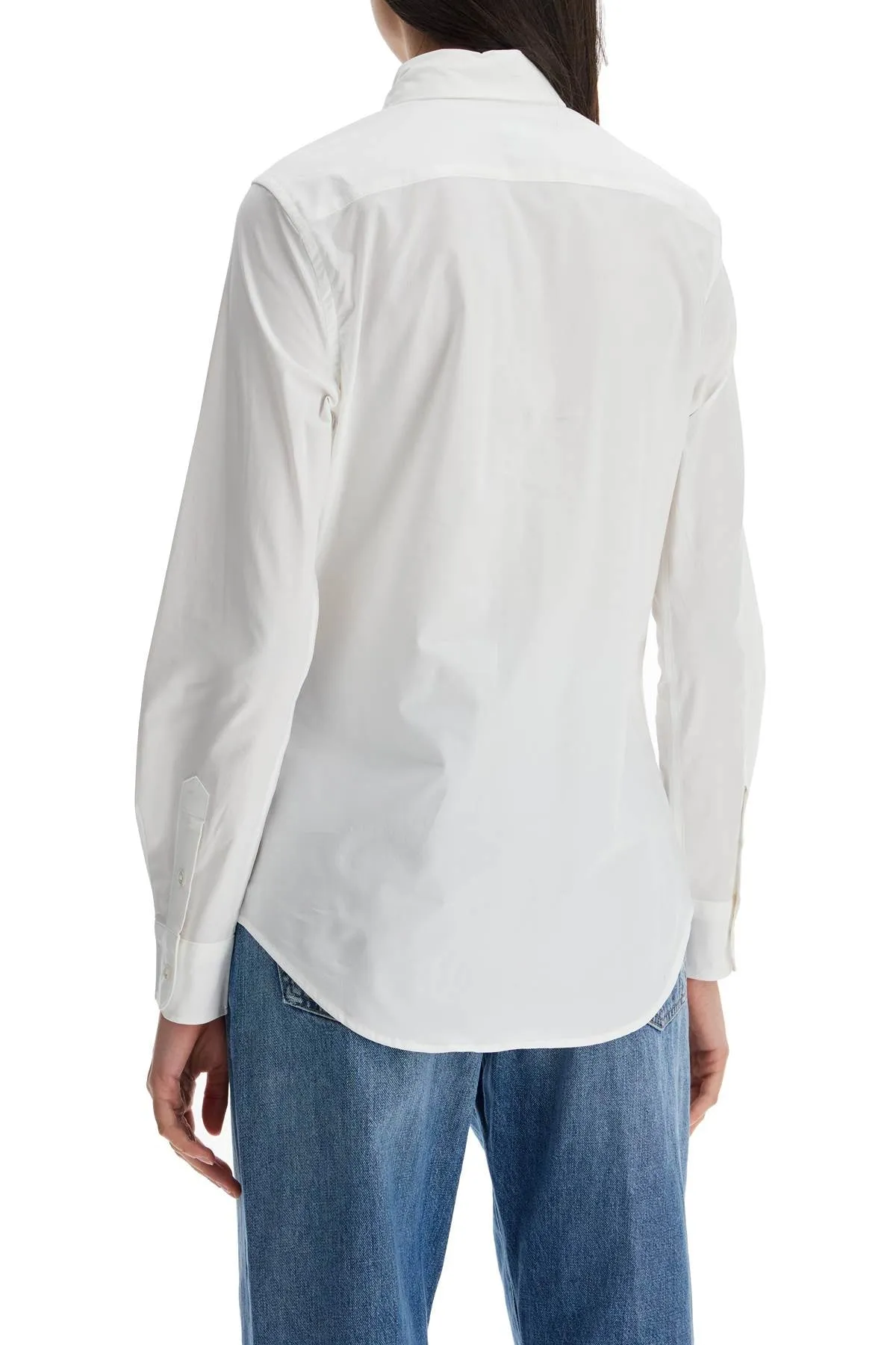 white slim fit cotton shirt for women with long sleeves 211941509002 WHITE
