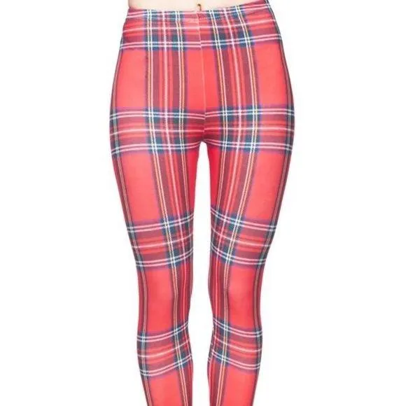 Wholesale 2 Pack: Miz Holiday Plaid: Red Green graphic Leggings SML