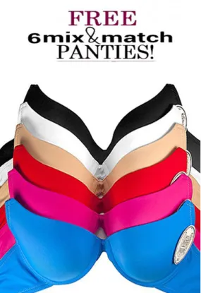 Wholesale Lot Of 6 Colorful Pushup Bras With Mix &amp; Match Panties