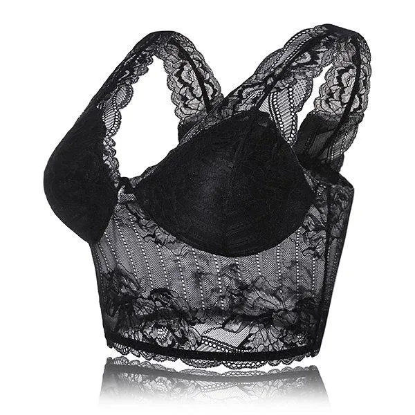 Wireless Lace Printed Transparent Yoga Soft Bras