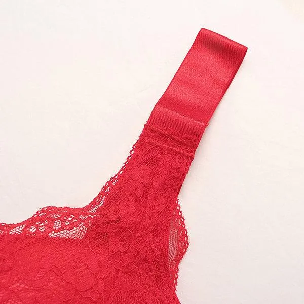 Wireless Soft Thin Lace Gather Busty  Bras