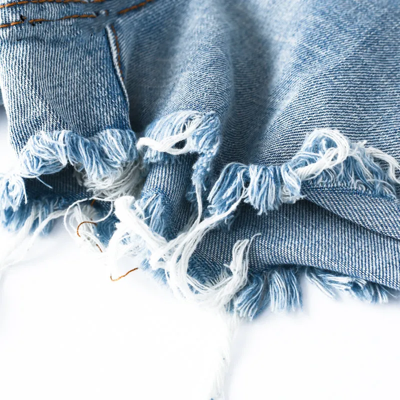 Women's Blue Denim Shorts With Holes