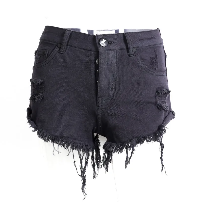Women's Blue Denim Shorts With Holes