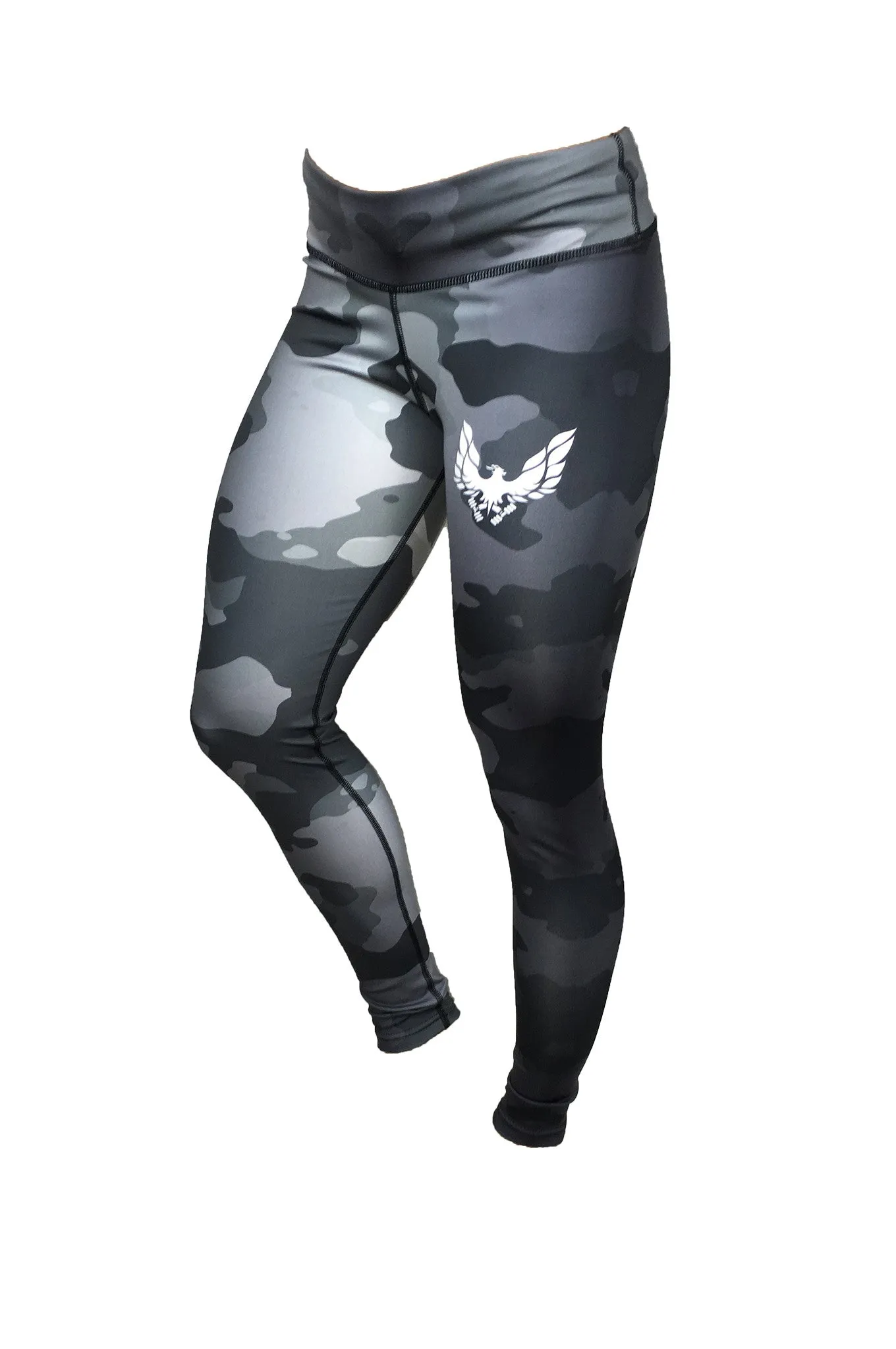 Women's Grey camo gym leggings - by getmybodyfit