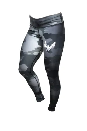 Women's Grey camo gym leggings - by getmybodyfit