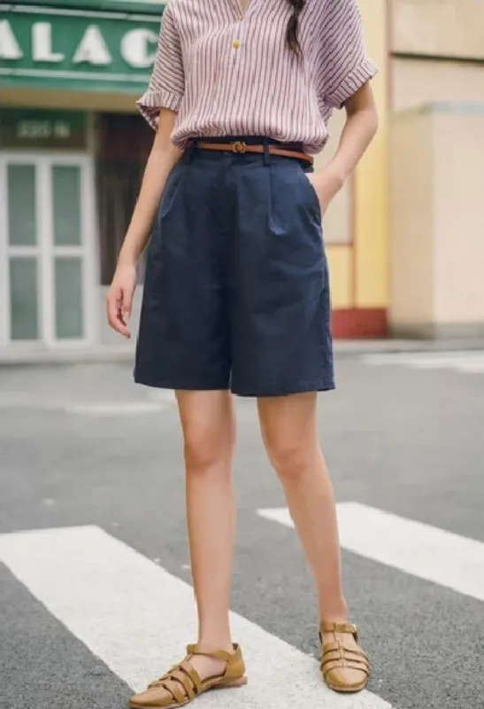 Women's Summer Casual Cotton Mid Waist Shorts