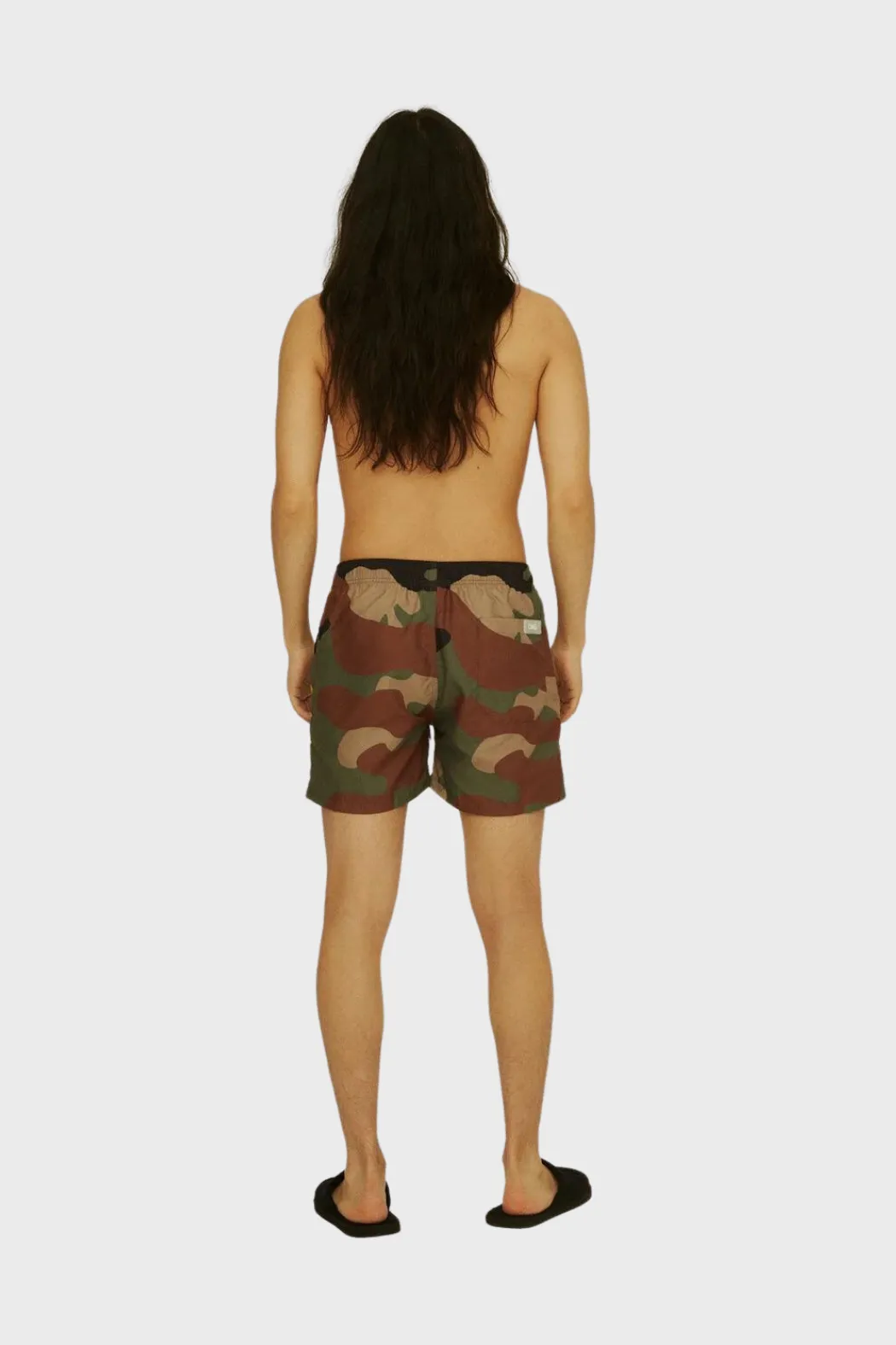 Zig Embroidered Swim Shorts in Green Cammo